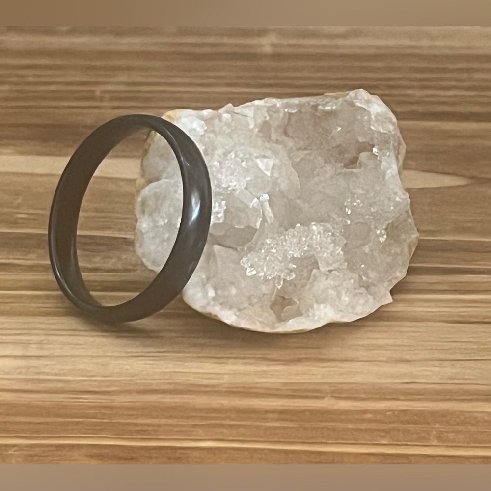 Black Titanium Ring With A Polished‎ Band 4mm Width Solid Band Ring     -New